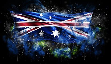 Picture of the australian flag done by spray paint graffiti and with ...