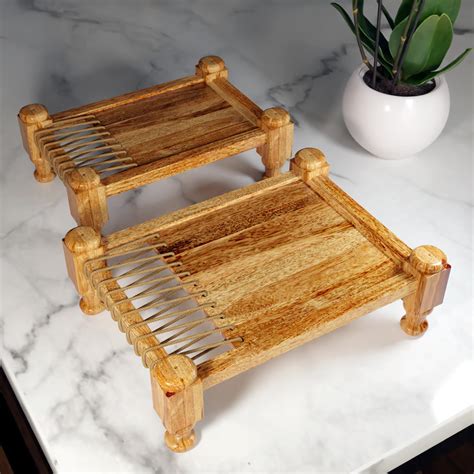 World Mart® Handicraft Wooden khaat Charpai Tray | Premium Mango Wood ...