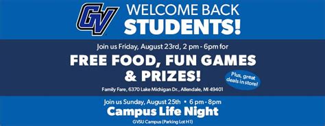 Welcome Back Student Events!, 6370 Lake Michigan Drive, Allendale, MI ...