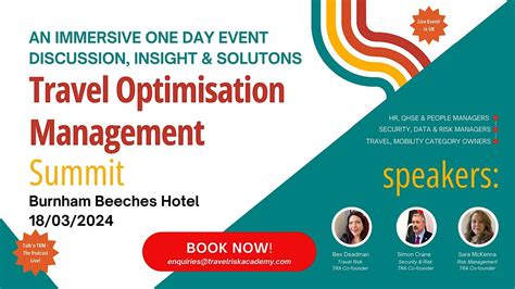 Travel Optimisation Management Summit, Burnham Beeches Hotel, 18 March ...