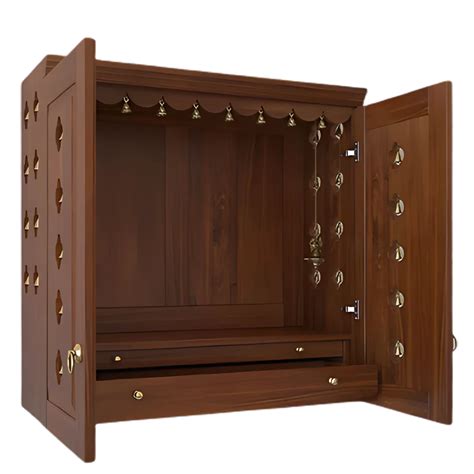 Barvya Pooja Mandir with Door (Teak) – DZYN Furnitures