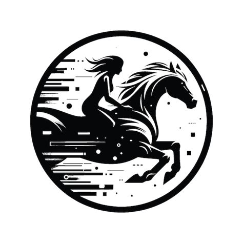 Equestrian horse riding female player in cyberpunk pattern illustration ...