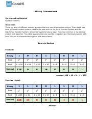 Image result for Binary Conversion Worksheet