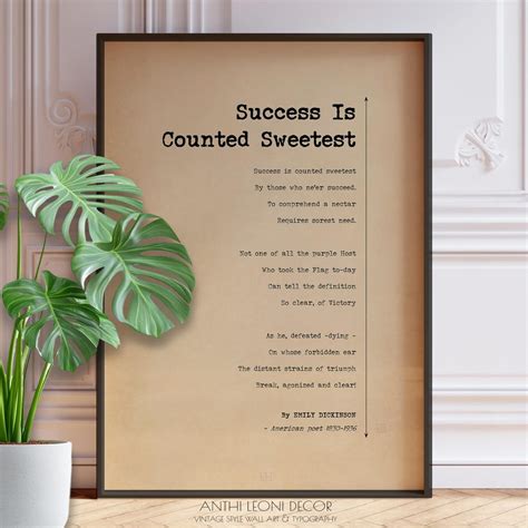 Success is Counted Sweetest Poem Print Emily Dickinson Poster | Library ...