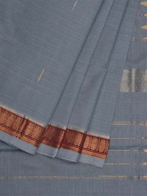 Grey Khadi Cotton Handloom Saree with Doby Border Design kh0571 – Uppada