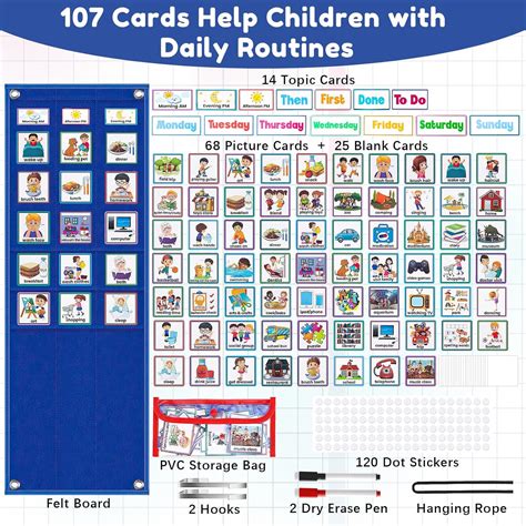 TQSAYHOB Double-Sided Visual Schedule, 107 Cards Chore Chart India | Ubuy
