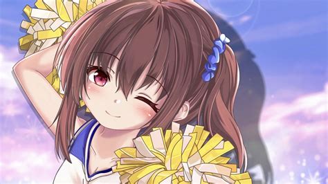 Download wallpaper 1920x1080 girl, cheerleader, pom-poms, anime, art ...