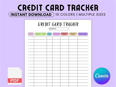 Printable Credit Card Log Template | Fanny Printable