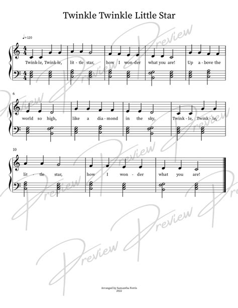 Piano Sheet Music For Beginners Twinkle Twinkle Little Star