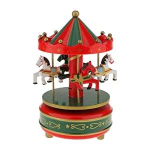 Buy FidgetGear Wooden Carousel Horses Merry-Go-Round Wind-Up Mechanical ...