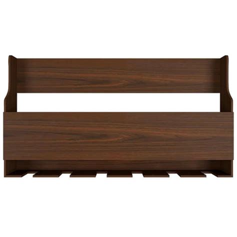 Spacious Backlit MDF Bar Wall Shelf / Mini Bar Cabinet in Walnut Finis ...