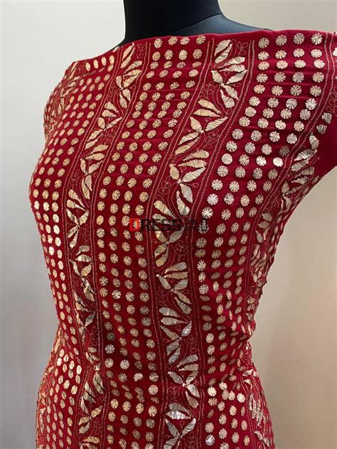 Red Pure Georgette Kamdani Suit – Dress365days