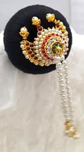 Andal Kondai Hair Accessory with Red and Green Kempstones Chandran Moon ...