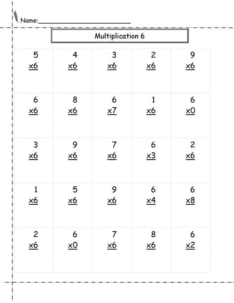 Image result for Free Printable 6 Times Table Worksheet