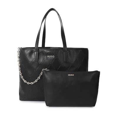 Buy Women Black Logo Printed Large Tote Bag with Pouch Online at The ...