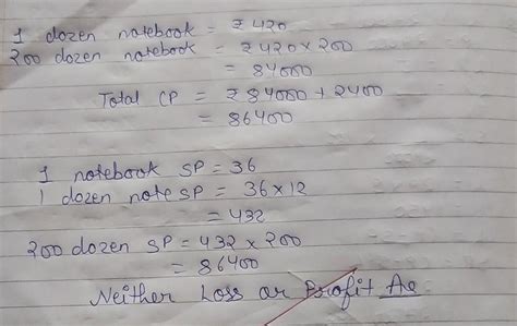 Francis bought 200 dozen notebooks at ₹420 per dozen and spent ₹2,400 ...
