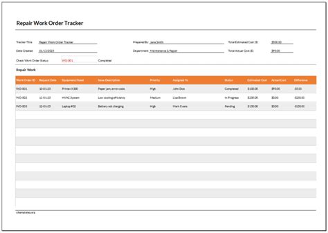 Image result for Work Order Tracker