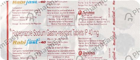 Rabifast 40 MG Tablet (10): Uses, Side Effects, Price & Dosage | PharmEasy