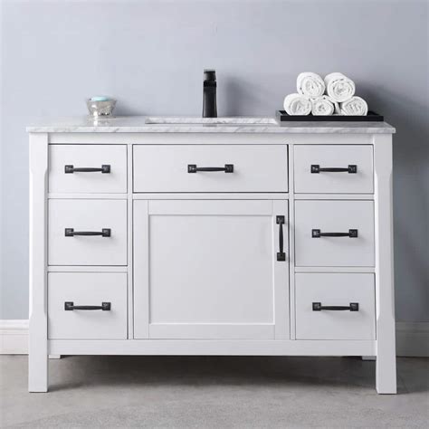 Maribella 48 in. Bath Vanity in White with Carrara | Ubuy India