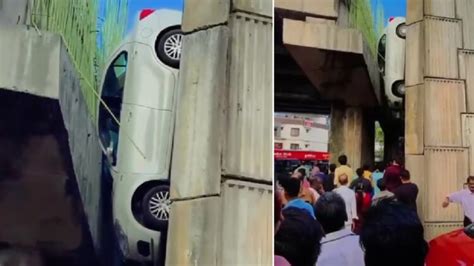 Maruti Dzire Falls Off Unconstructed Bridge, Stuck in Air