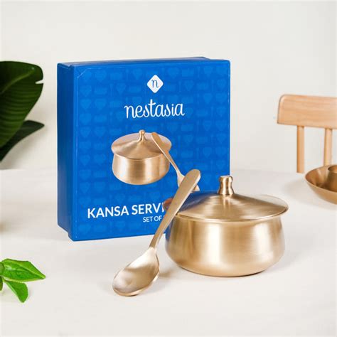 Pure Kansa Bowl - Large Bronze Bowl With Lid 1300ml | Nestasia