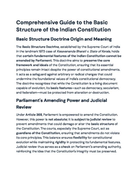 Basic Structure Doctrine: Key Aspects & Judicial Impact (LAW 101) - Studocu