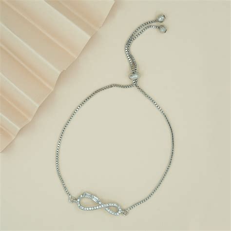 Artklim Silver Plated Infinity Symbol Slider Bracelet