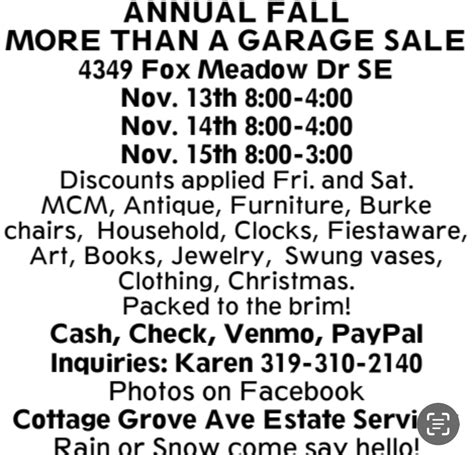Annual Fall "More Than A Garage Sale", 4349 Fox Meadow Dr SE, Cedar ...