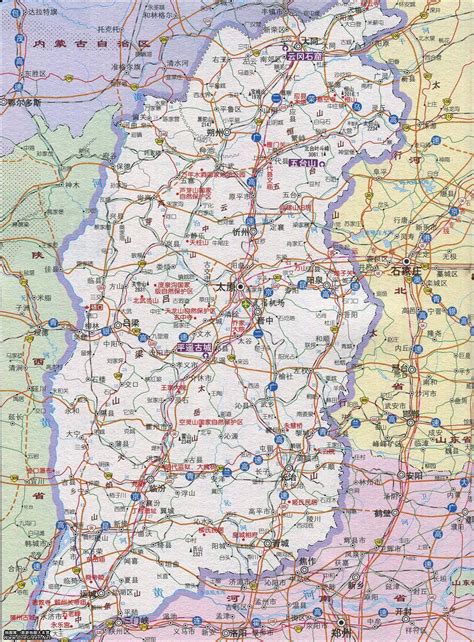 山西省旅游景点交通地图