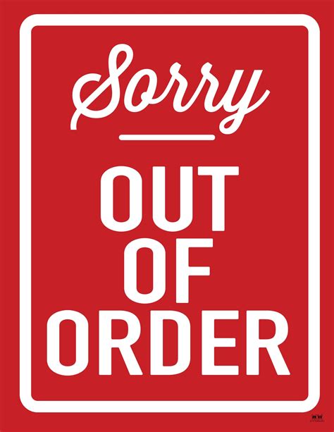 Out Of Order Signs - 25 FREE Printable Signs | Printabulls