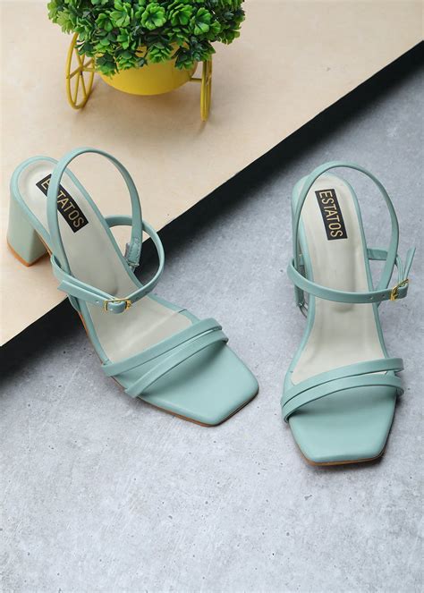 Get Open Toe Block Heel Sea Green Sandals at ₹ 749 | LBB Shop