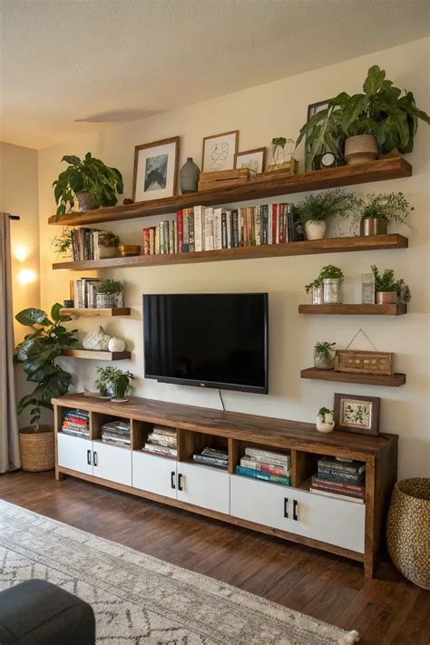 13+ Stylish Floating Shelves for Your Living Room TV | Decor home living room, Home living room ...