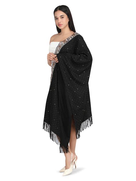 Bunny Crystals Acro Wool Stole- 293 - Black – Stole & Yarrn
