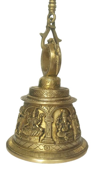 Buy Purpledip Brass Temple Hanging Bell Lakshmi, Ganesha, Radha-Krishna ...
