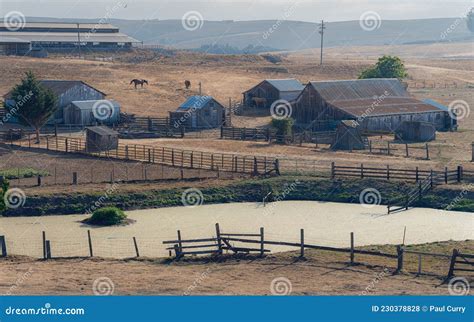 Country Western Horse and Barn Stock Photo - Image of animal, fence ...