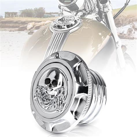 Amazon.com: Baoilai Aluminum Fuel Gas Tank Cover Cap 3D Chrome Skull ...