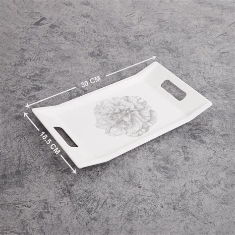 Buy Meadows-Imogen White Printed Melamine Serving Tray - 30x18.5cm from ...