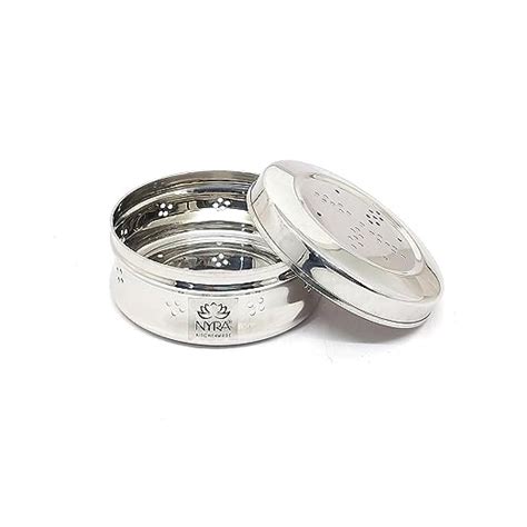 NYRA® Stainless Steel Round Shaped Box for Kothmir/Dhaniya/Coriander ...