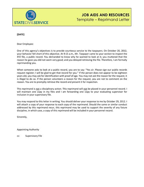 61+ Free Printable Letter Of Reprimand Templates [Word] Example