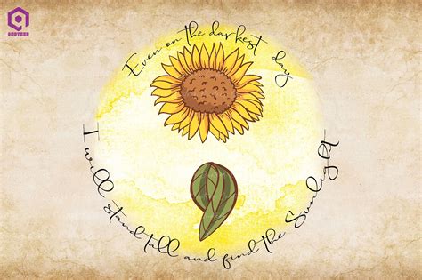 Semicolon Sunflower Mental Health Graphic by Quoteer · Creative Fabrica