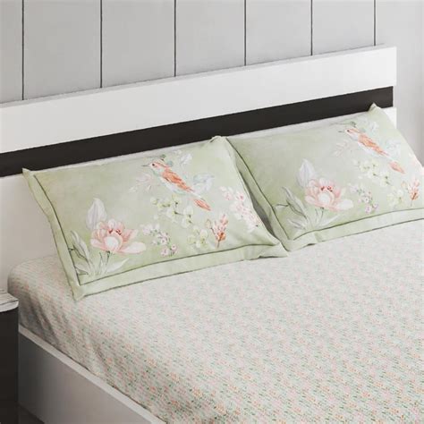 Buy Moksha Raffia Cotton 180TC Printed 3Pcs Queen Bedsheet Set from ...