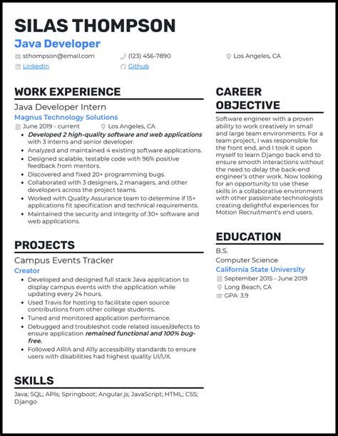 Image result for Java Developer Resume Examples