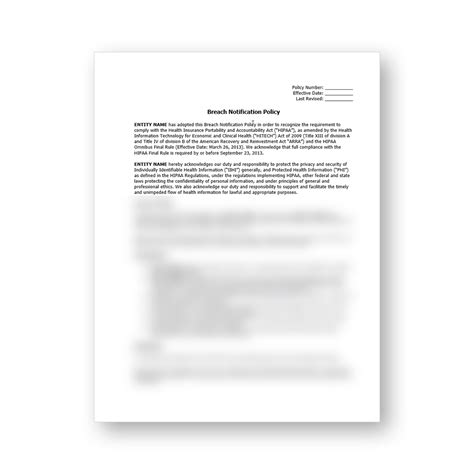 HIPAA Breach Notification Policy Template – HIPAA Templates