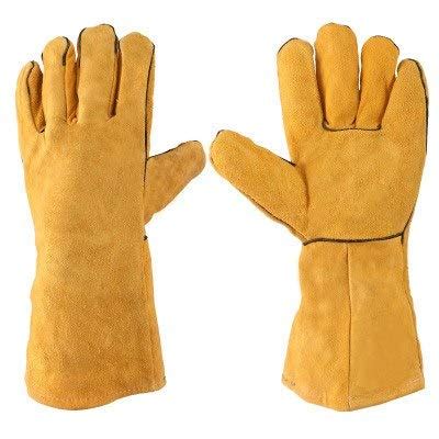 Welder protective gloves, two layers of leather work gloves Color ...