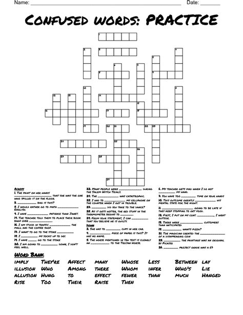 Confused words: PRACTICE Crossword - WordMint