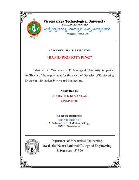 RP report - Rapid prototyping - , A TECHNICAL SEMINAR REPORT ON “RAPID ...