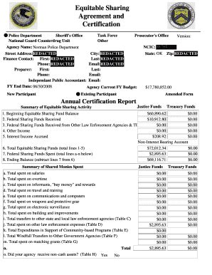 Fillable Online normanleaks Equitable Sharing Agreement and ...