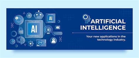 Artificial intelligence concept twitter header | Free Vector