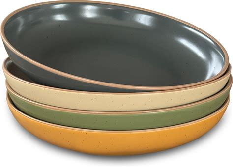 Amazon.com | Mora Ceramic Artisan Matte Large Pasta Bowls 30oz, Set of ...