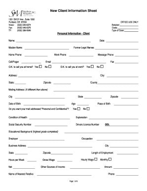 Fillable Online New Client Information longform2009 - Stephens Margolin ...